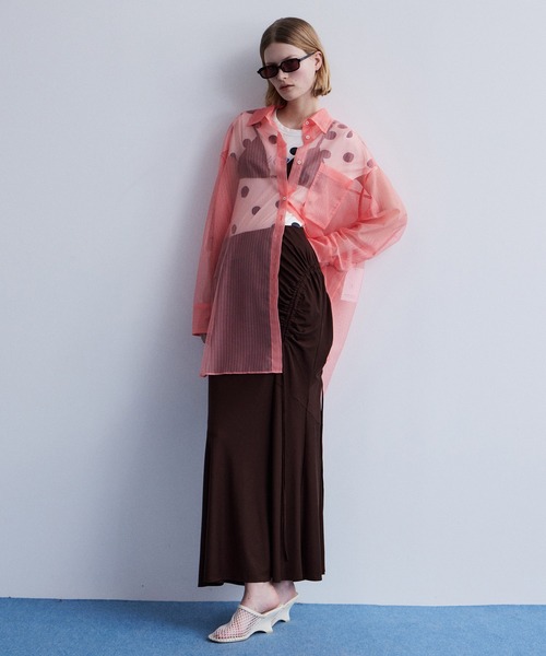 MAISON SPECIAL(メゾンスペシャル)の「2WAY Sheer Shirt/2WAYシアーシャツ(シャツ/ブラウス・レディース・ピンク/ブラック/アイボリー/ブルー・FREE)」の20枚目の写真