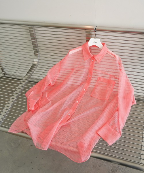 MAISON SPECIAL(メゾンスペシャル)の「2WAY Sheer Shirt/2WAYシアーシャツ(シャツ/ブラウス・レディース・ピンク/ブラック/アイボリー/ブルー・FREE)」の21枚目の写真
