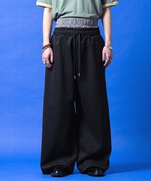 a.p.o.v.（エーピーオービー）の「a.p.o.v. チェック柄見せパンスタイルダブルウエストワイドスウェットパンツ（スウェットパンツ）」