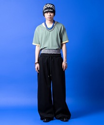 a.p.o.v.（エーピーオービー）の「a.p.o.v. チェック柄見せパンスタイルダブルウエストワイドスウェットパンツ（スウェットパンツ）」