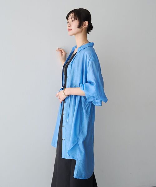 YECCA VECCA(イェッカヴェッカ)の「シアー2way袖バルーンチュニック(シャツ/ブラウス・レディース・ブルー/チャコールグレー/ライトベージュ/イエロー/ダークベージュ・FREE)」の5枚目の写真