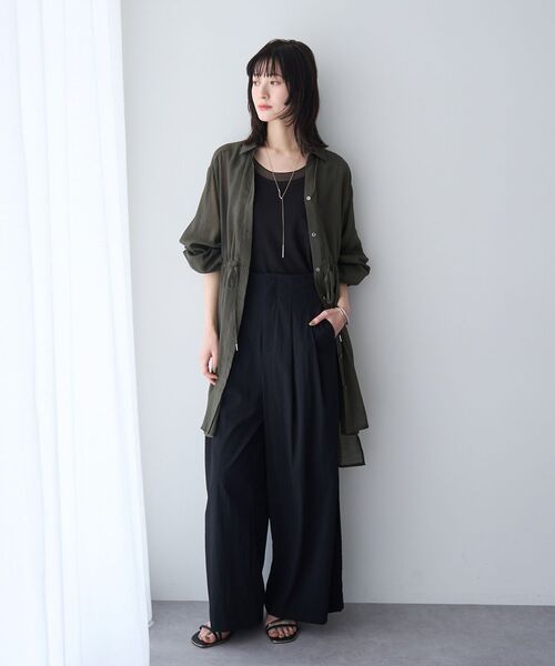YECCA VECCA(イェッカヴェッカ)の「シアー2way袖バルーンチュニック(シャツ/ブラウス・レディース・ブルー/チャコールグレー/ライトベージュ/イエロー/ダークベージュ/ブルーグリーン・FREE)」の8枚目の写真