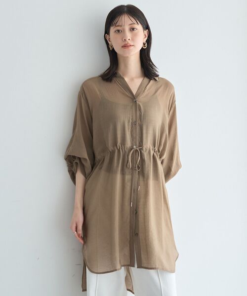 YECCA VECCA(イェッカヴェッカ)の「シアー2way袖バルーンチュニック(シャツ/ブラウス・レディース・ブルー/チャコールグレー/ライトベージュ/イエロー/ダークベージュ・FREE)」の16枚目の写真