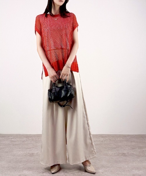 CLOTHY(クロシィ)の「【ラフに着こなす、夏の軽やかニット】ルーズメッシュニットトップス(ベスト・レディース・ブラウン/グレー/レッド/グリーン・FREE)」の9枚目の写真