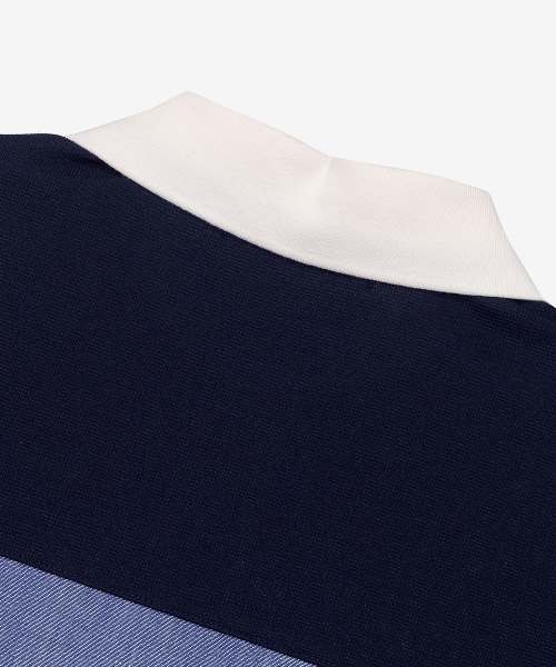 MINDBRIDGE（マインドブリッジ）の「[COUTURE]リネンライクブロック配色オーバーサイズカラーTシャツ（ポロシャツ・メンズ・ネイビー・95/100/105/110）」の5枚目の写真
