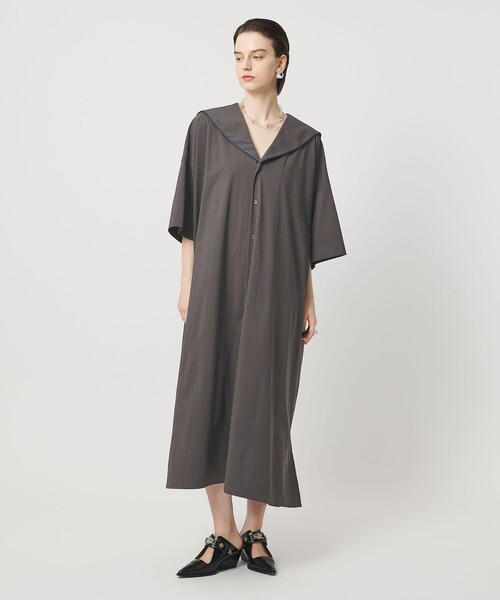 ASTRAET(アストラット)の「<ASTRAET>セーラーカラー シャツワンピース(シャツワンピース・レディース・ブラック/ダークグレー・FREE)」の3枚目の写真