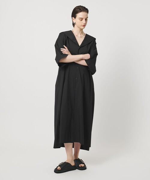 ASTRAET(アストラット)の「<ASTRAET>セーラーカラー シャツワンピース(シャツワンピース・レディース・ブラック/ダークグレー・FREE)」の4枚目の写真