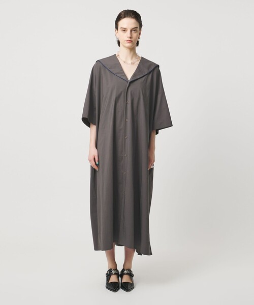 ASTRAET(アストラット)の「<ASTRAET>セーラーカラー シャツワンピース(シャツワンピース・レディース・ブラック/ダークグレー・FREE)」の5枚目の写真