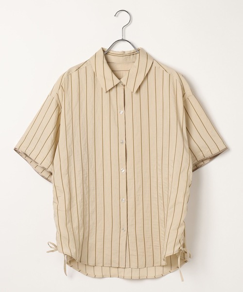 BAYFLOW（ベイフロー）の「[サイドリボン付き]ドビーストライプシャーリングシャツ（シャツ/ブラウス・レディース・オフホワイト/ネイビー/ベージュ/ライトブルー・FREE）」の22枚目の写真