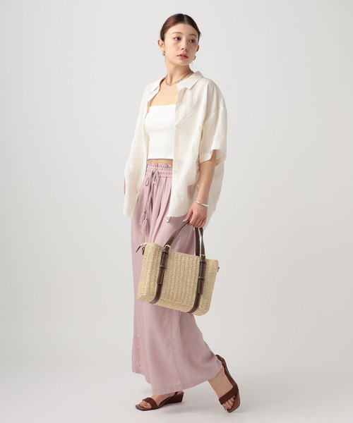 BAYFLOW（ベイフロー）の「[サイドリボン付き]ドビーストライプシャーリングシャツ（シャツ/ブラウス・レディース・オフホワイト/ネイビー/ベージュ/ライトブルー・FREE）」の11枚目の写真