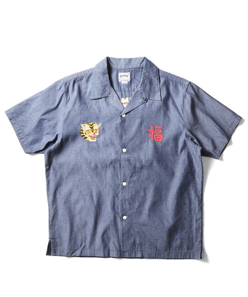 HOUSTON(ヒューストン)の「HOUSTON シャンブレースーベニアシャツ (VIETNAM)(シャツ/ブラウス・メンズ・ブルー系その他2/ブルー系その他・MEDIUM/LARGE/X-LARGE/XX-LARGE)」の1枚目の写真