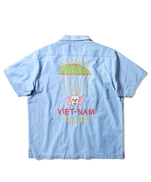HOUSTON(ヒューストン)の「HOUSTON シャンブレースーベニアシャツ (VIETNAM)(シャツ/ブラウス・メンズ・ブルー系その他2/ブルー系その他・MEDIUM/LARGE/X-LARGE/XX-LARGE)」の4枚目の写真