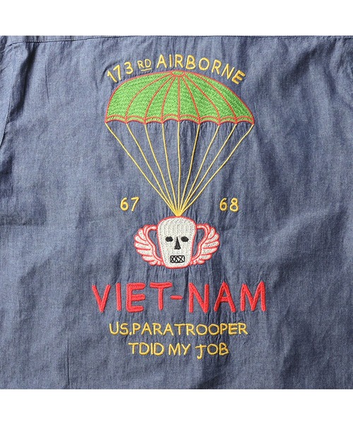 HOUSTON(ヒューストン)の「HOUSTON シャンブレースーベニアシャツ (VIETNAM)(シャツ/ブラウス・メンズ・ブルー系その他2/ブルー系その他・MEDIUM/LARGE/X-LARGE/XX-LARGE)」の5枚目の写真