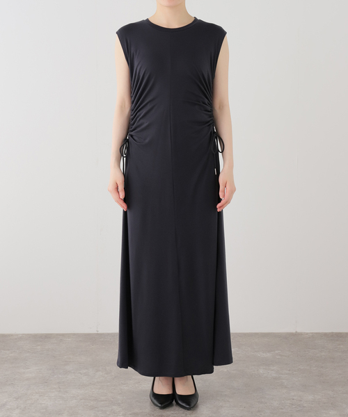 Noble（ノーブル）の「le / ル DRAWSTRING JERSEYDRESS（ワンピース・レディース・ブラック/ベージュ・FREE）」の6枚目の写真