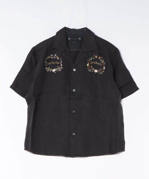 ALLSAINTS(オールセインツ)の「KLAVICLE SHORT SLEEVE LINEN EMBROIDERED SHIRT | KLAVICLE 半袖 リネン 刺繍 シャツ(シャツ/ブラウス・メンズ・ブラック・L/M/S/XS)」の5枚目の写真
