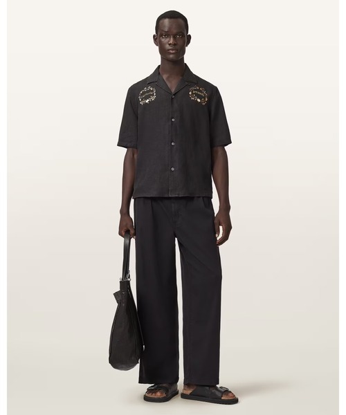 ALLSAINTS(オールセインツ)の「KLAVICLE SHORT SLEEVE LINEN EMBROIDERED SHIRT | KLAVICLE 半袖 リネン 刺繍 シャツ(シャツ/ブラウス・メンズ・ブラック・L/M/S/XS)」の7枚目の写真