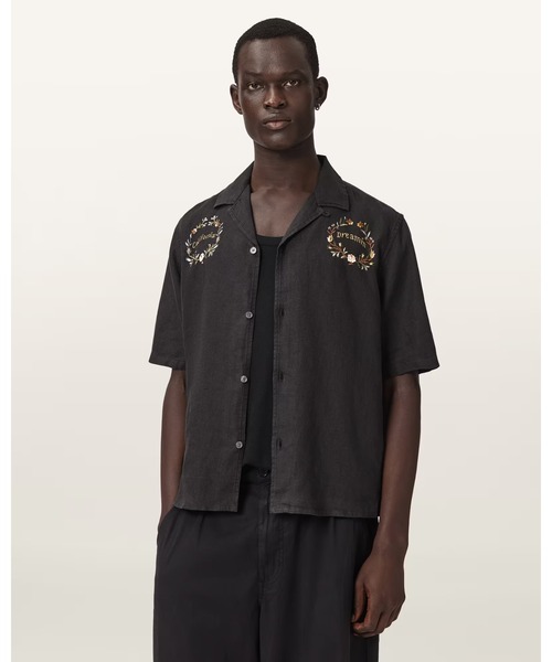 ALLSAINTS(オールセインツ)の「KLAVICLE SHORT SLEEVE LINEN EMBROIDERED SHIRT | KLAVICLE 半袖 リネン 刺繍 シャツ(シャツ/ブラウス・メンズ・ブラック・L/M/S/XS)」の8枚目の写真