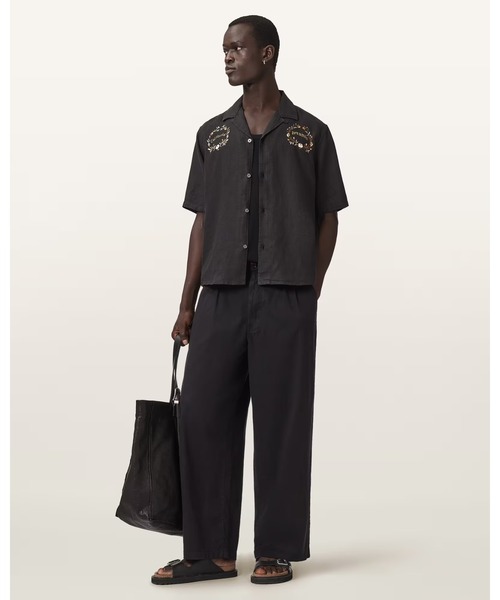 ALLSAINTS(オールセインツ)の「KLAVICLE SHORT SLEEVE LINEN EMBROIDERED SHIRT | KLAVICLE 半袖 リネン 刺繍 シャツ(シャツ/ブラウス・メンズ・ブラック・L/M/S/XS)」の3枚目の写真