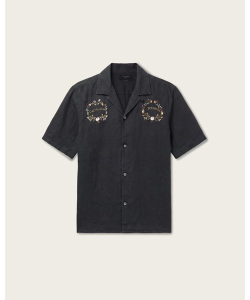 ALLSAINTS(オールセインツ)の「KLAVICLE SHORT SLEEVE LINEN EMBROIDERED SHIRT | KLAVICLE 半袖 リネン 刺繍 シャツ(シャツ/ブラウス・メンズ・ブラック・L/M/S/XS)」の4枚目の写真