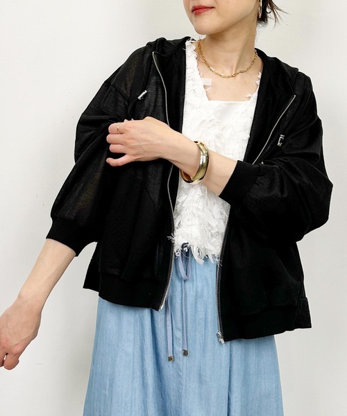 PICCIN(ピッチン)の「シアージップパーカー(パーカー・レディース・ブラック/オフホワイト・M)」の12枚目の写真
