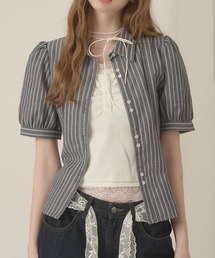 hazyl(�w�C�W��)��W button puff sleeves shirt / �_�u���{�^���p�t�X���[�u�V���c(�V���c/�u���E�X)