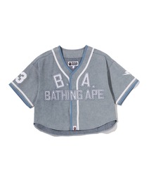 MULTI LOGO DENIM CROPPED BASEBALL SHIRT