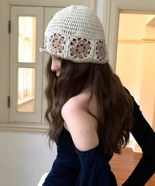 Jacquard flower crochet hat（ハット）｜Vipoa（ヴィポア）の