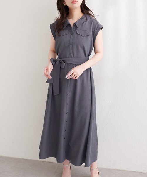 natural couture(ナチュラルクチュール)の「ミリタリーノースリワンピース(ワンピース・レディース・ミント/ブルー/ブラック/ライトベージュ・FREE)」の5枚目の写真