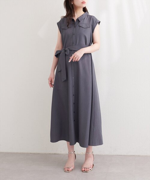 natural couture(ナチュラルクチュール)の「ミリタリーノースリワンピース(ワンピース・レディース・ミント/ブルー/ブラック/ライトベージュ・FREE)」の8枚目の写真