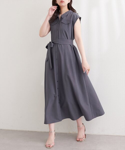 natural couture(ナチュラルクチュール)の「ミリタリーノースリワンピース(ワンピース・レディース・ミント/ブルー/ブラック/ライトベージュ・FREE)」の9枚目の写真