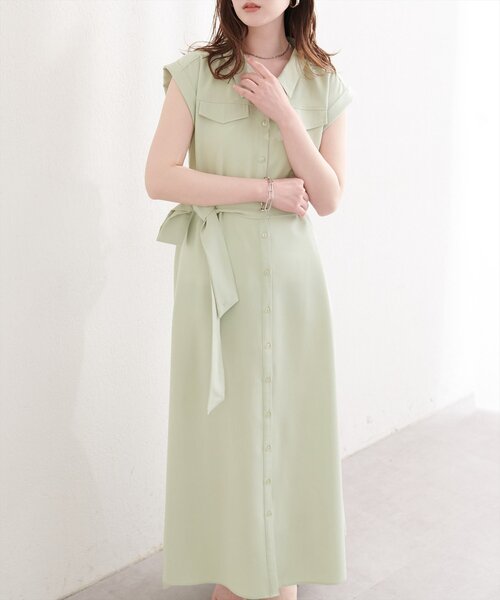 natural couture(ナチュラルクチュール)の「ミリタリーノースリワンピース(ワンピース・レディース・ミント/ブルー/ブラック/ライトベージュ・FREE)」の16枚目の写真
