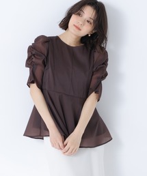 NATURAL BEAUTY BASIC | 【追加生産予約】シアーペプラムブラウス半袖(シャツ/ブラウス)