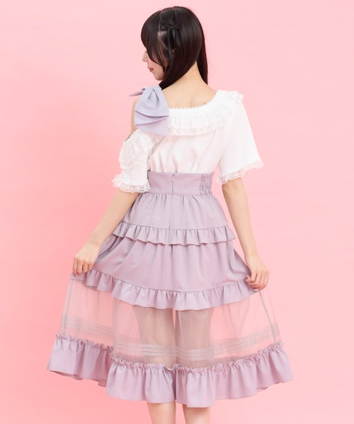 Secret Honey(シークレットハニー)の「オフショルTシャツ(Tシャツ/カットソー・レディース・オフホワイト/ブラック/ラベンダー・FREE)」の7枚目の写真