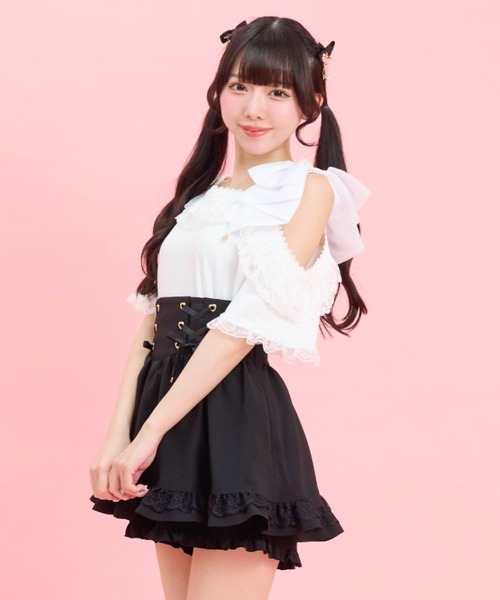 Secret Honey(シークレットハニー)の「オフショルTシャツ(Tシャツ/カットソー・レディース・オフホワイト/ブラック/ラベンダー・FREE)」の5枚目の写真