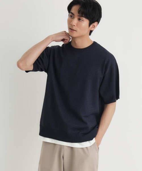 BACK NUMBER（バックナンバー）の「BACK NUMBER(バックナンバー)和紙ニットクルーネックプルオーバー（ニット/セーター・メンズ・カーキブラウン/ライトグレー/ネイビー・S/M/XL/L）」の3枚目の写真