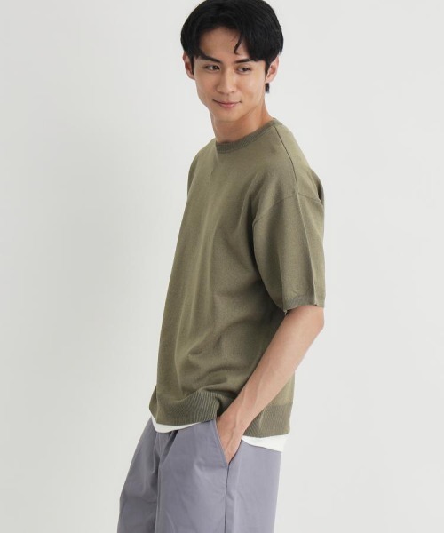 BACK NUMBER（バックナンバー）の「BACK NUMBER(バックナンバー)和紙ニットクルーネックプルオーバー（ニット/セーター・メンズ・カーキブラウン/ライトグレー/ネイビー・S/M/XL/L）」の21枚目の写真