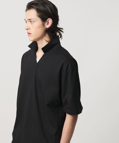 MONKEY TIME(モンキータイム)の「RENU シリーズ ジャージー スキッパー ポロシャツ(ポロシャツ・メンズ・ブラック/ダークグレー・S/M/L/XL)」の4枚目の写真