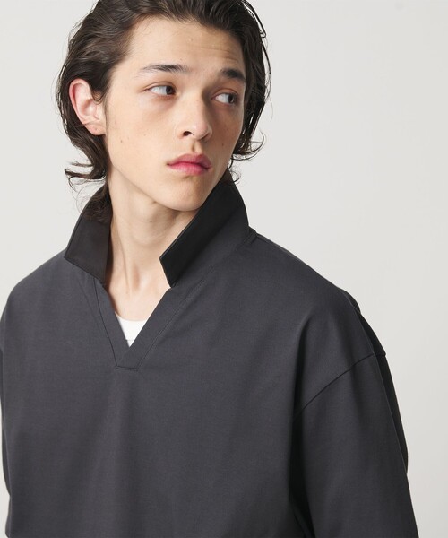 MONKEY TIME(モンキータイム)の「RENU シリーズ ジャージー スキッパー ポロシャツ(ポロシャツ・メンズ・ブラック/ダークグレー・S/M/L/XL)」の10枚目の写真