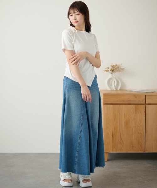 DAYRA(デイラ)の「シャーリング サイドリボン 半袖 カットソー トップス(Tシャツ/カットソー・レディース・グレー/ブラック/ホワイト・FREE)」の13枚目の写真