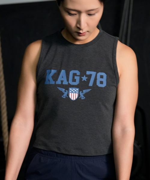 KHAKI GRADO(カーキグラド)の「K.A.G 78 クロップレギュラーフィットスリーブレス(ダークチャコール)(Tシャツ/カットソー・レディース・その他・SMALL/MEDIUM/LARGE)」の2枚目の写真