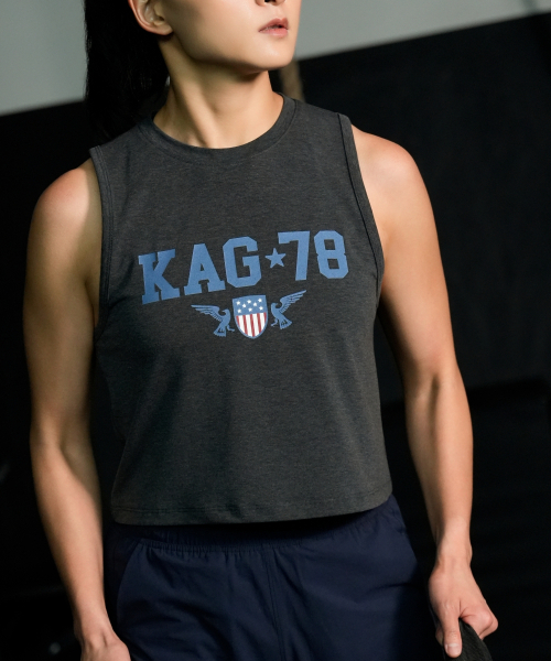 KHAKI GRADO(カーキグラド)の「K.A.G 78 クロップレギュラーフィットスリーブレス(ダークチャコール)(Tシャツ/カットソー・レディース・その他・SMALL/MEDIUM/LARGE)」の3枚目の写真
