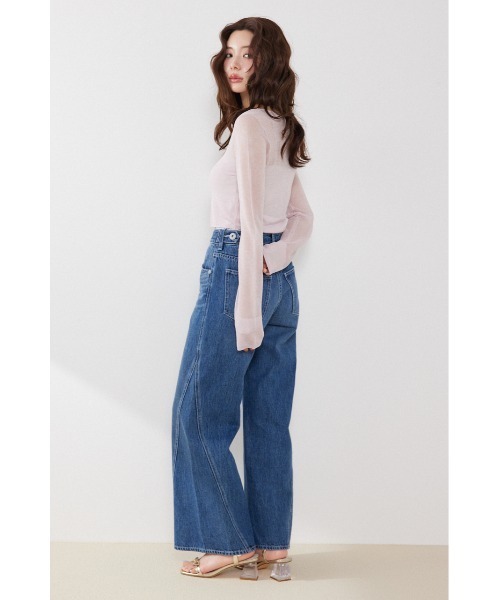 rienda(リエンダ)の「2WAYデニムワイドパンツ 春服 夏服(デニムパンツ・レディース・ブラック/ブルー・MEDIUM/SMALL/X-SMALL)」の4枚目の写真