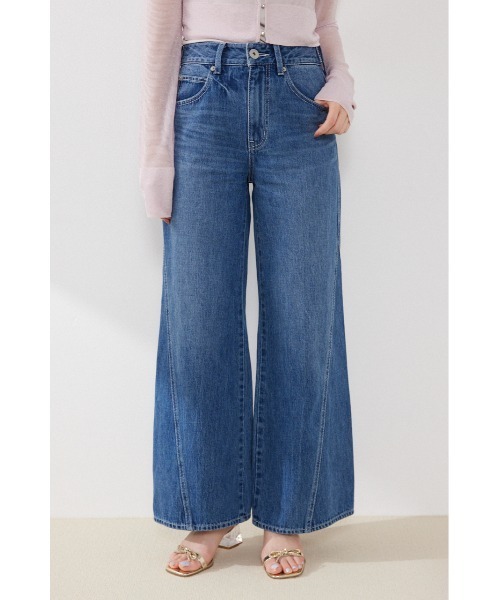 rienda(リエンダ)の「2WAYデニムワイドパンツ 春服 夏服(デニムパンツ・レディース・ブラック/ブルー・MEDIUM/SMALL/X-SMALL)」の6枚目の写真
