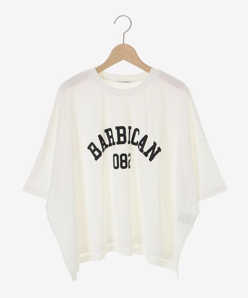 le.coeur blanc（ルクールブラン）の「《WEB限定》カレッジロゴオーバーTシャツ（Tシャツ/カットソー・レディース・グレイッシュベージュ/ネイビー/ダークグリーン/オフホワイト・38）」の5枚目の写真