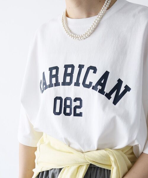 le.coeur blanc（ルクールブラン）の「《WEB限定》カレッジロゴオーバーTシャツ（Tシャツ/カットソー・レディース・グレイッシュベージュ/ネイビー/ダークグリーン/オフホワイト・38）」の6枚目の写真
