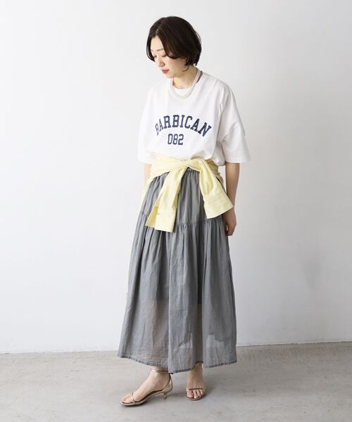 le.coeur blanc（ルクールブラン）の「《WEB限定》カレッジロゴオーバーTシャツ（Tシャツ/カットソー・レディース・グレイッシュベージュ/ネイビー/ダークグリーン/オフホワイト・38）」の10枚目の写真