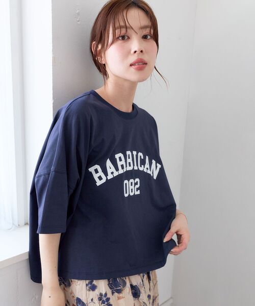 le.coeur blanc（ルクールブラン）の「《WEB限定》カレッジロゴオーバーTシャツ（Tシャツ/カットソー・レディース・グレイッシュベージュ/ネイビー/ダークグリーン/オフホワイト・38）」の15枚目の写真
