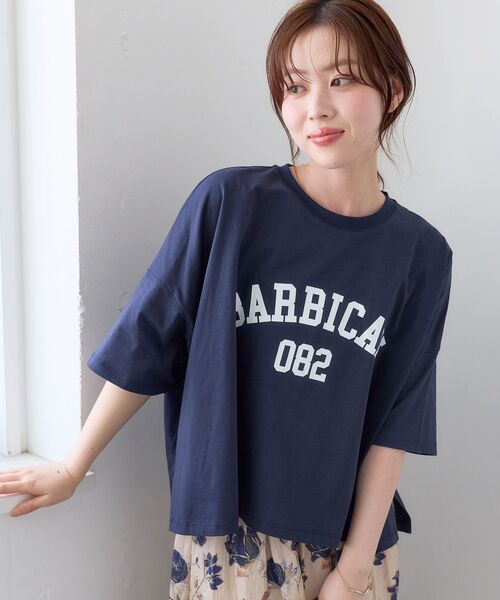 le.coeur blanc（ルクールブラン）の「《WEB限定》カレッジロゴオーバーTシャツ（Tシャツ/カットソー・レディース・グレイッシュベージュ/ネイビー/ダークグリーン/オフホワイト・38）」の18枚目の写真