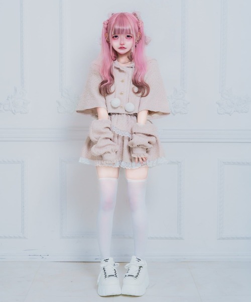 nyanMe(ニャンミー)の「あーむかばー付きついーどぽんちょ♪(ポンチョ・レディース・ピンク/ブラック・FREE)」の4枚目の写真