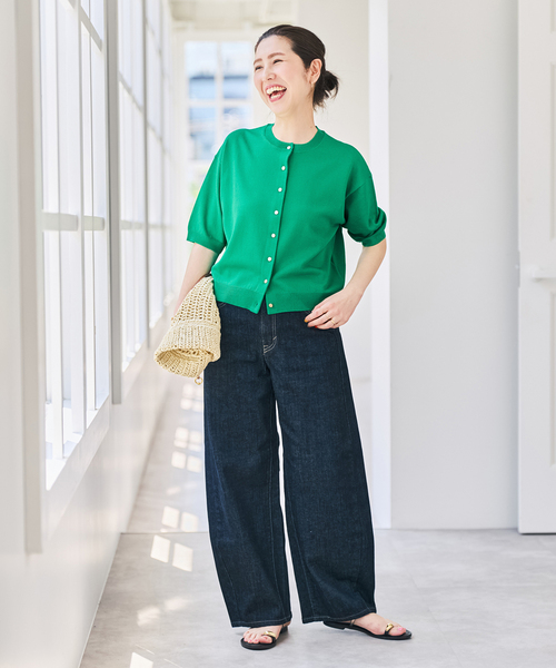 Spick & Span(スピックアンドスパン)の「《手洗い可》ショートスリーブカーディガン(カーディガン/ボレロ・レディース・ブラック/グリーン/ホワイト・FREE)」の19枚目の写真